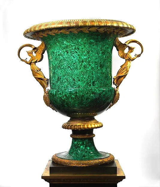 Monumental malachite vase